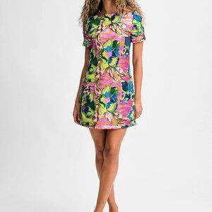 Isaac Mizrahi Sequin Floral Short Sleeve Mini Dress | Multi